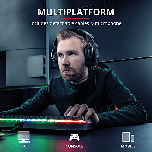 Trust GXT 414 Zamak Cuffie Gaming Over Ear per Playstation 4, Xbox One, PC, Laptop e Nintendo Switch, Potenti Unità Altoparlanti Attive da 53 mm, Nero