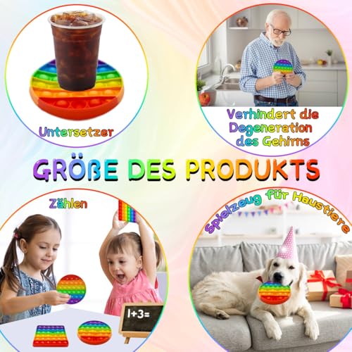 4 Stück Push POP BubbleToy Set - Bubble Popet Antistress Spielzeug,Sensorisches lindert Autismusangst,Antistress Spielzeug Regenbogen für Kinder und Erwachsene (Fidget-Rainbow-Circle)