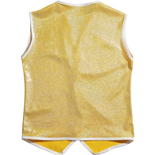 Linjinx Kids Boys Girls Shiny Sequins Vest Children Button Down Tops Waistcoat for Hip Hop Jazz Performance Dancewear4