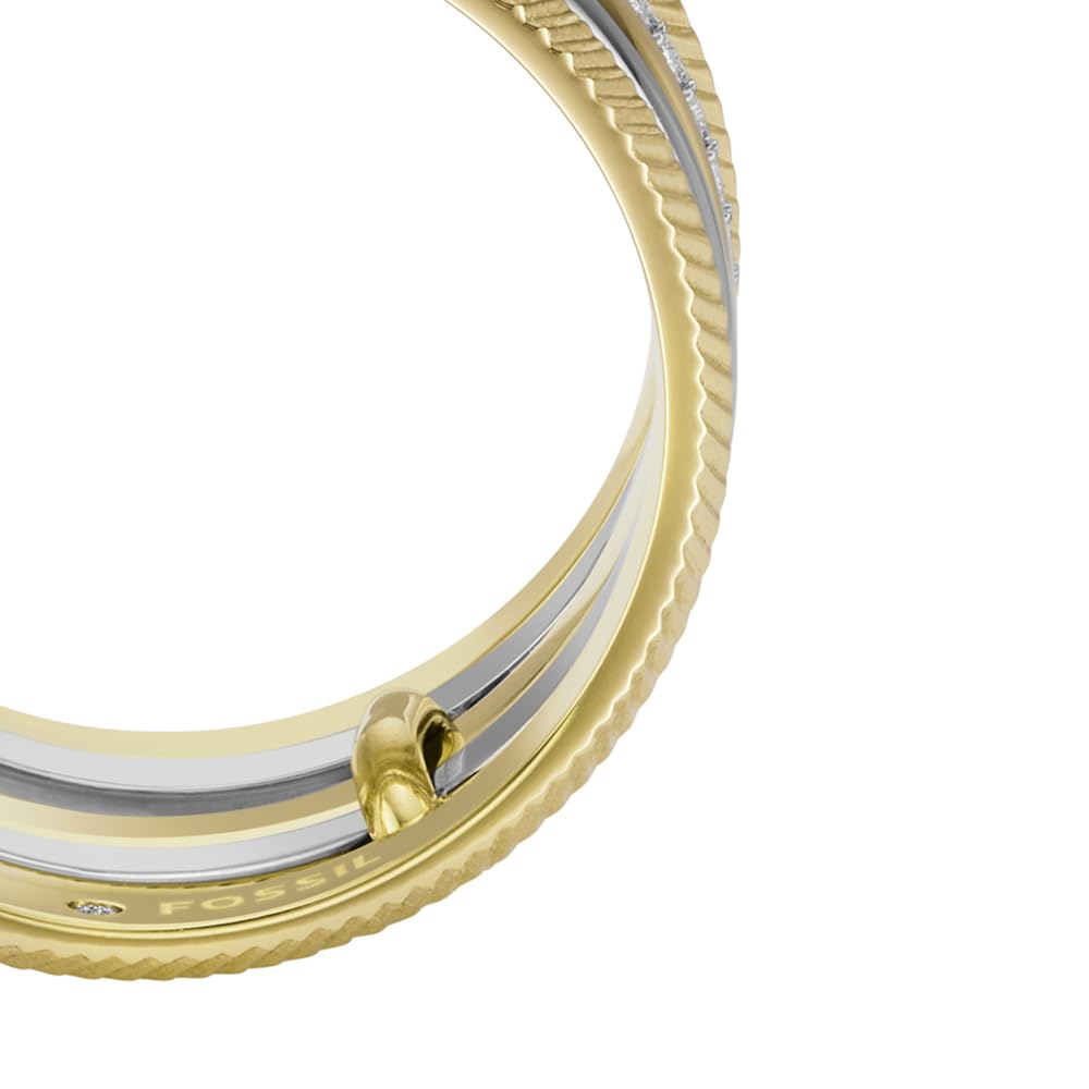 Fossil Damenring Harlow, zweifarbig oder goldfarbener Edelstahl Prestack