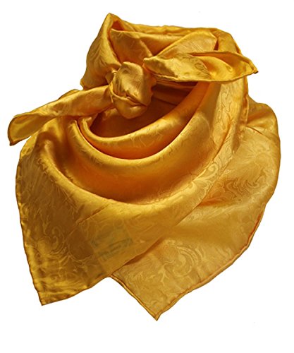 Wyoming Traders Wild Rag Yellow Silk Jacquard - Sillk Scarf, 35 inch - Main Image