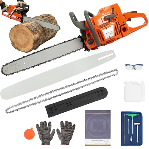 72CC 24" Gas Chainsaw Power Chain Saws Single Cylinder, Air-cooled,