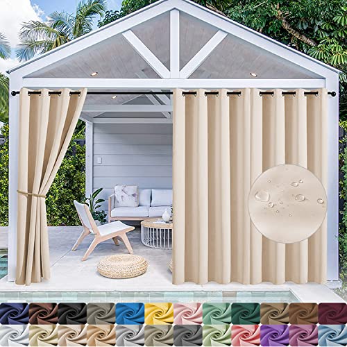 YHJSWELT Rideaux d'extérieur Résistants aux Intempéries, Tailles Personnalisées, 24 Couleurs, Rideaux Occultants Anti-UV, Coupe-Vent et Imperméables, pour Jardin Cour Balcon Terrasse Pergola