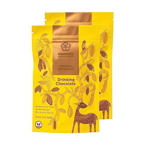 Elements Turmeric Hot Chocolate Mix | Organic Ceremonial Cacao | European Style Drinking Chocolate...