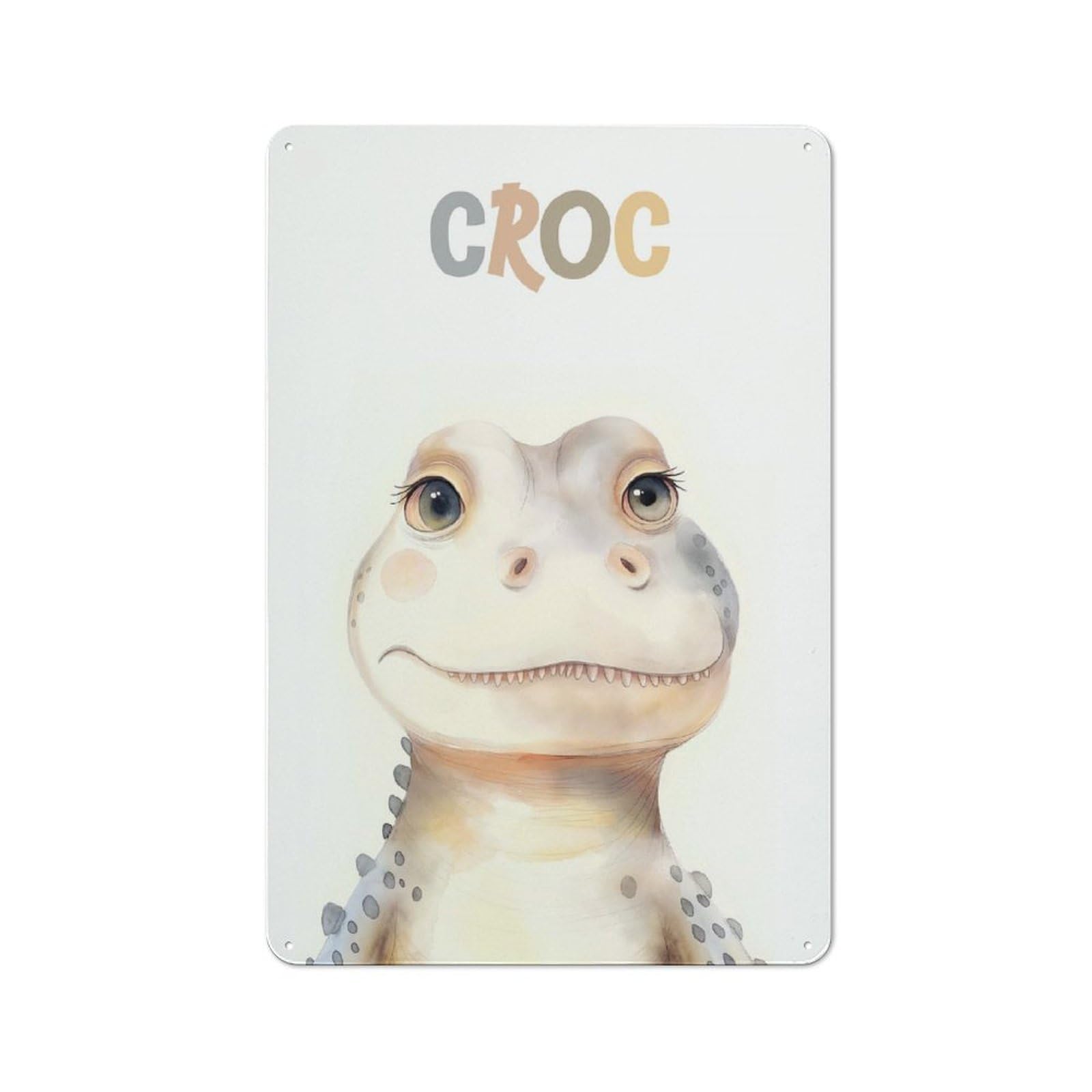 Junmoney Style Cute Crocodile Nursery Cottage Metal Wall Decor 30X20cm, Country Metal Sign For Kitchen, Cottage, Porch Or Garden Room