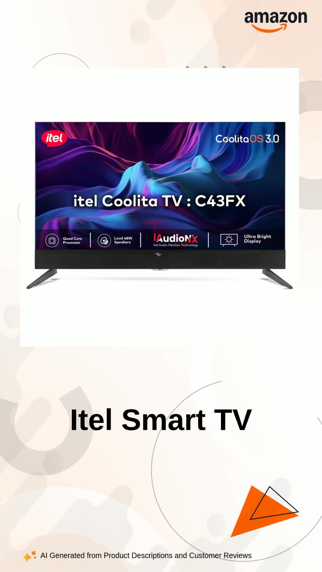 Itel 108 cm (43 inches) Full HD LED Smart TV C43FX (Coolita 3.0 OS