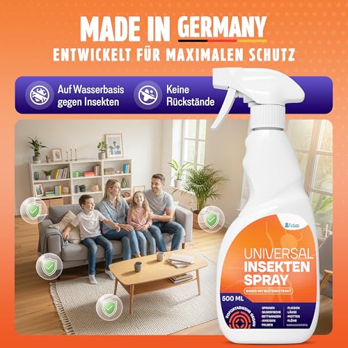 Universal Insektenspray 500ml – Insektenspray Wohnung gegen kriechende & fliegende Insekten – Ungezieferspray mit PT19 Wirkstoff – Effektiver Insektenvernichter Spray & Anti Insekten FUTUM