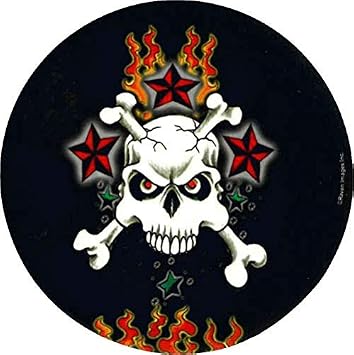 Skull & Red Stars - Round Sticker - 2 1/2" Round