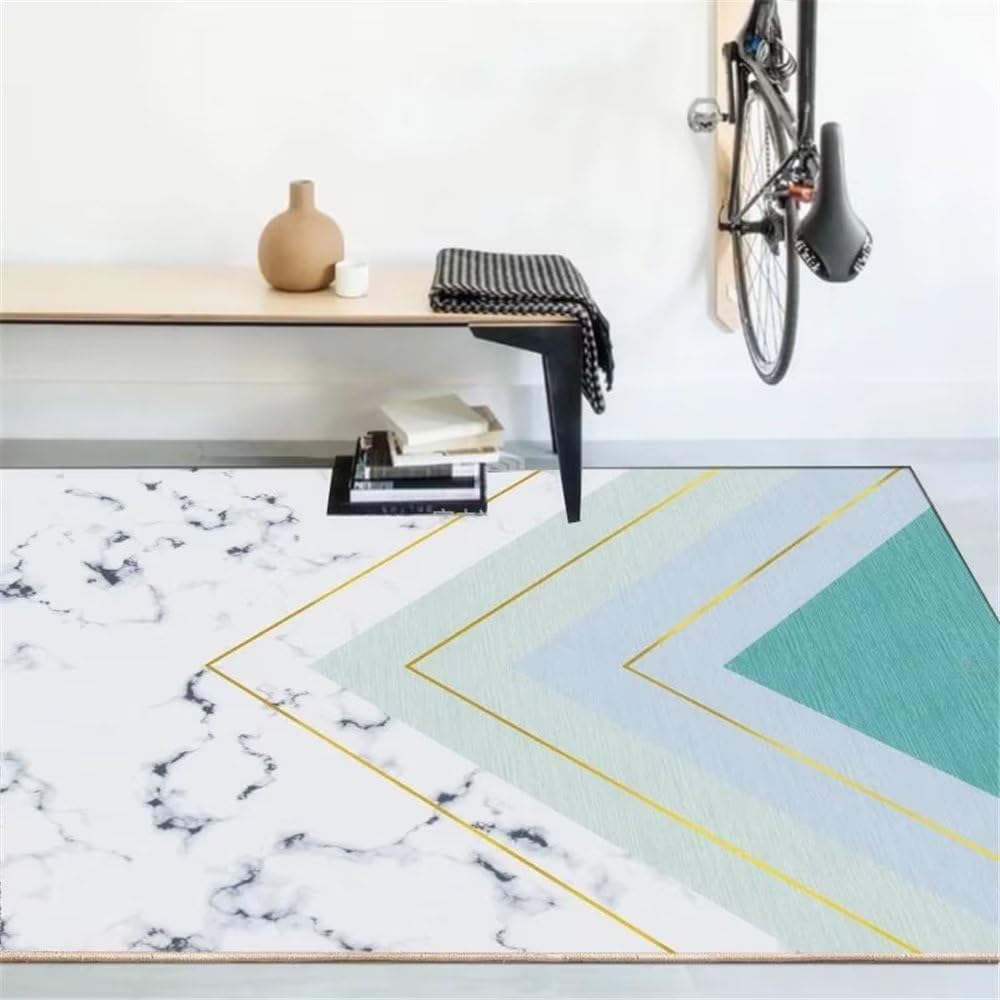 Tapis decoration chambre ado fille bleu marbre pour créer un coin cocon