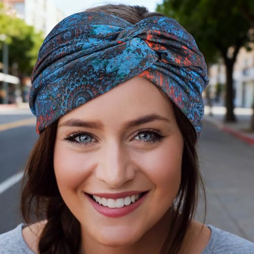 Image of DRESHOW 6 Pack Extra Wide Headbands for Women Large Turban Headband Boho Head Wrap Elastic Hairbands Hair Twisted Knot Hair Accessories
