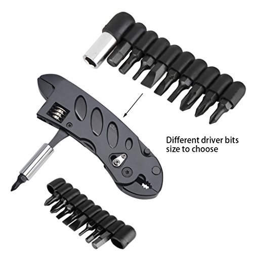 Multitool Wrench Adjustable Wrench Multi-tool Pocket Knife knife blade, Wrench, Screwdriver, Phillips Screwdriver Driver Bits Nylon Sheath LUTAVOY LY88