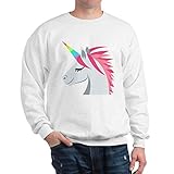 CafePress Sweatshirt mit Einhorn-Emoji, klassisch, Rundhalsausschnitt Gr. S, weiß