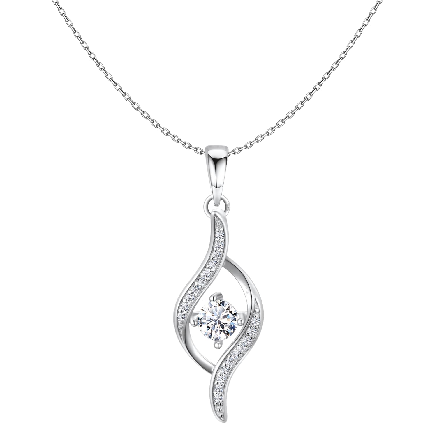 highspark 925 Silver Studded Dew Drop Solitaire Pendant & Chain| 92.5 Sterling Silver and Diamond like Brilliance Sparkling Zirconia | Lovely Gift - Studded Dew Drop-picture-21