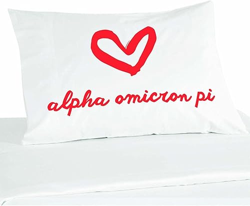Miniatura 5 de sockprints Alpha Omicron Pi, funda de almohada con diseño de corazón, 100% algodón, tamaño estándar, 19.7 x 29.9in, con 220 hilos