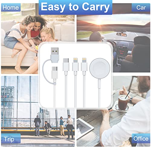 Mtakyi 4-In-2 Apple Watch Charger Cable Apple Watch/Iphone/Airpods, Watch Magnetic Charging Cable Iwatch Series Se/8/7/6/5/4/3/2 - Wireless Travel Watch Charger Airpods 1/2/3/Pro&Ipad Series #TOP6