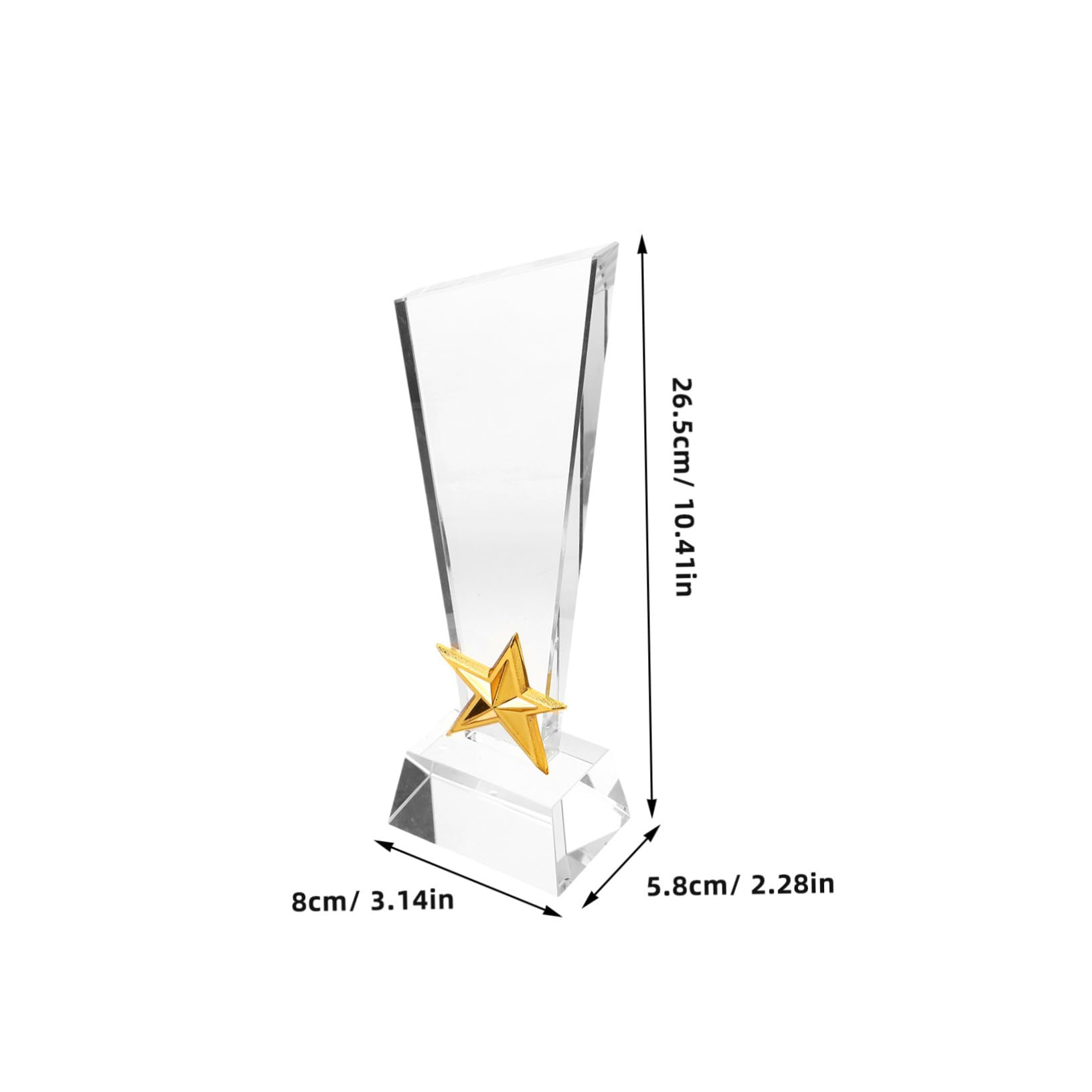 UPKOCH Kreativer Kristall Siegertrophäe mit 3D-fünf Sterne Form aus Metall Luxuriöser Glanz Glatte Oberfläche für Sport Turnier und Abschlussfeier Auszeichnungen