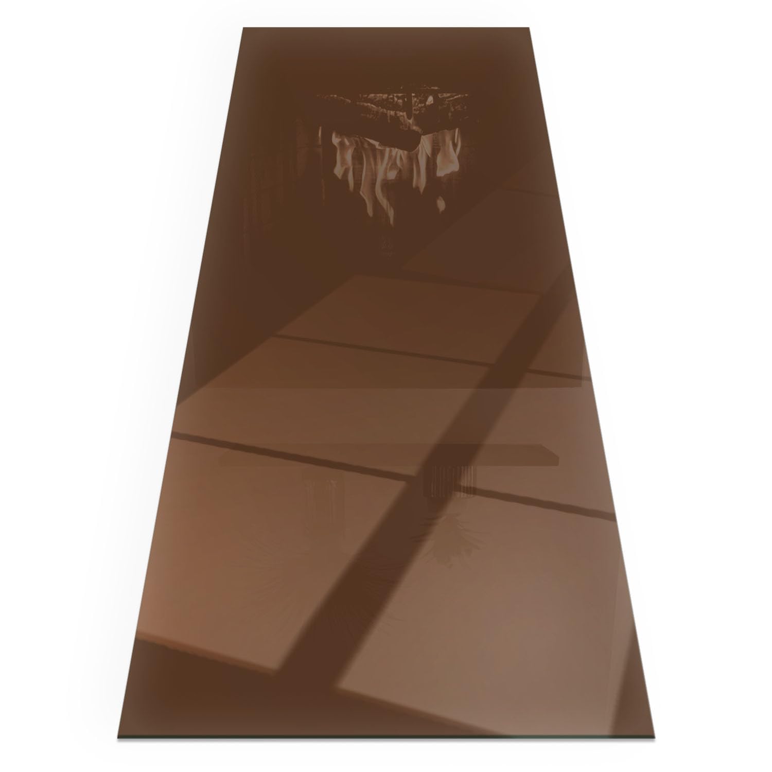 Plaque de sol de cheminée marron en verre poli résistant aux taches 125x50 cm