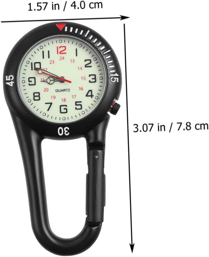 VICASKY 2pcs Clip Quartz Fob Watch Fluorescent Dial for Outdoor Activities Portable Backpack Attachment for Men and Women Black