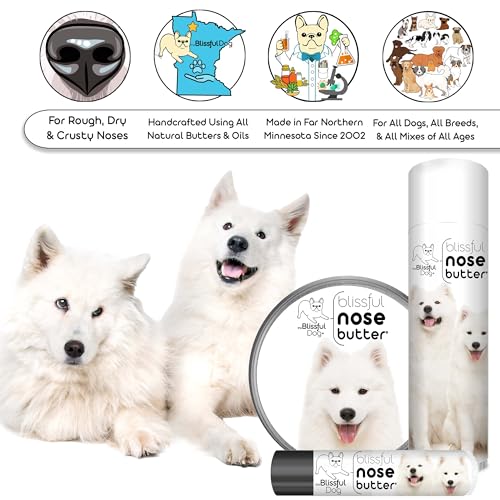 Image of The Blissful Dog Samoyed Nose Butter for Dry, Cracked Skin, Lick-Safe Dog Nose Balm with Moisturizing Shea Butter, Almond, Olive, and Essential Oils, Pet Supplies, Uncented, 1 oz.