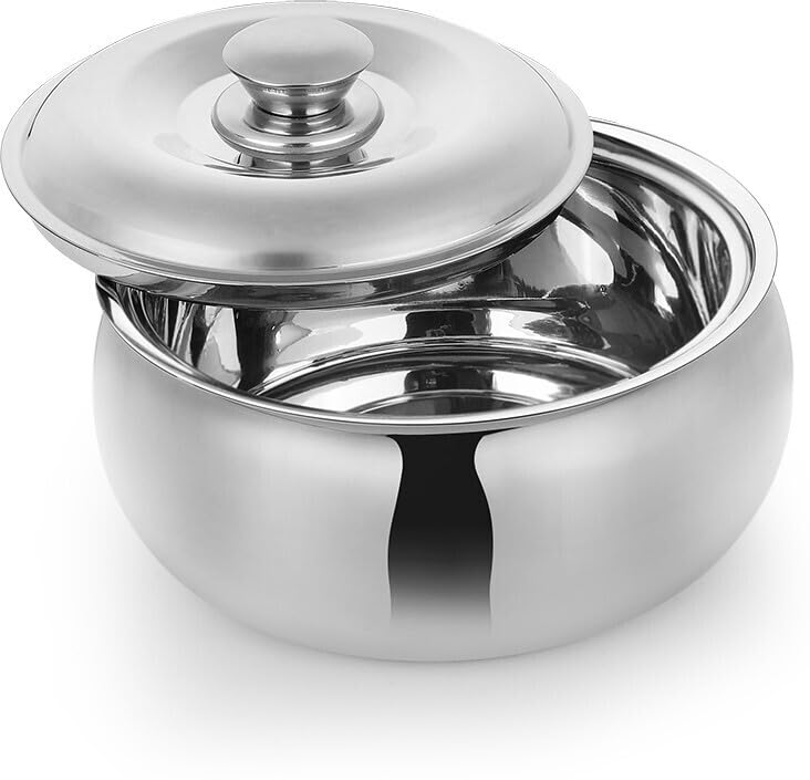 CLASSIC ESSENTIALS Stainless Steel Tripot Double Wall Insulated Belly Casserole Serve Casserole (1500 ml), Silver