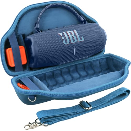 Image of co2CREA Case for JBL Charge 6 Portable Bluetooth Speaker, Blue | High-Density Foam Padding, Reinforced Handle, Detachable Shoulder Strap, Compact Lightweight Design, Dust Protection