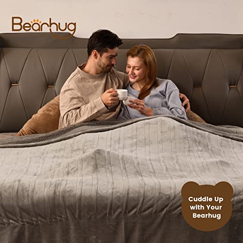 Bearhug Electric Blanket King Size 100" X 90", Dual Controller Heated Blanket, Velvet & Sherpa, 10-Heat Levels & 1-12H Auto Off, 5 Year Warranty, Over-Heat Protect, Etl, Machine Washable #TOP5