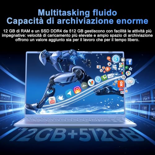 NOTODD PC Portatile Laptop 16 Pollici Notebook Blu Win 11 Pro 5 NOTODD PC Portatile Laptop 16 Pollici Notebook Blu Win 11 Pro - immagine 5