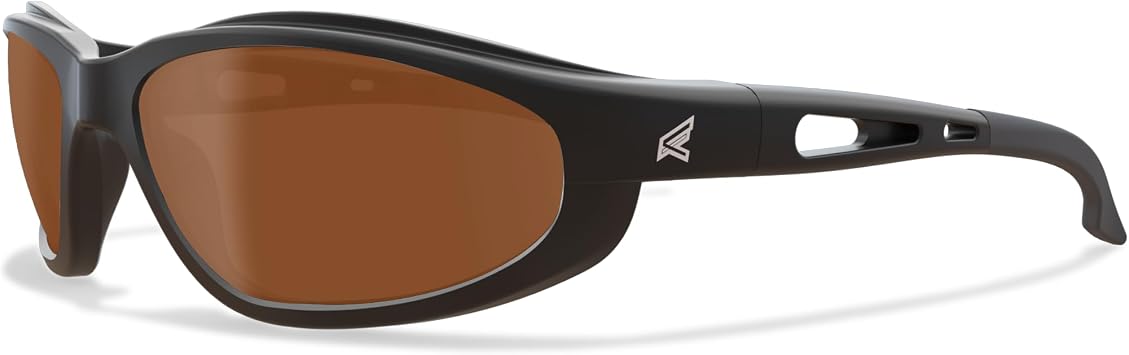EDGE Dakura | Polarized Safety Glasses | ANSI Rated | Anti-Slip | 99.9% UV Protection | 3X Dipper Anti-Scratch Black, Polarized Copper Driving