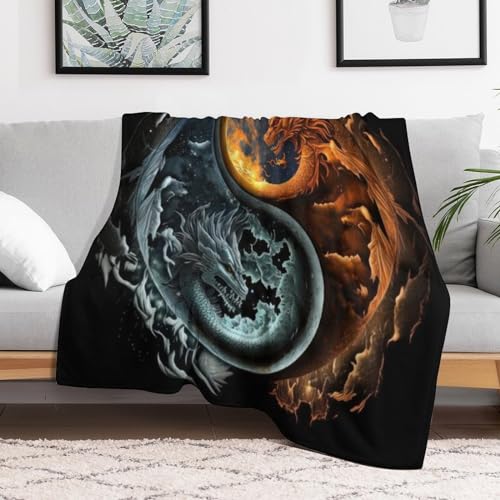 Couverture en flannel dragon douce anti-peluche plaid lit canapé - 3