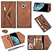 Produktbild Vepbk Brieftasche Hülle für Samsung Galaxy S7 Handyhülle, Handytasche Case Hülle Leder Geldbörse Tasche mit Reißverschluss Kartenfach Umhängeband Wallet Cover Klapphülle für Samsung Galaxy S7,Braun