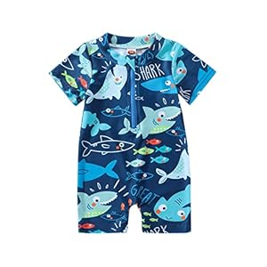 MA&BABY Baby Boy Swimsuit One Piece Short Sleeve Zipper Swimwear Toddler Bathing Suit Rash Guard Swimwear Beachwear Sunsuit