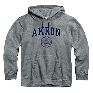 Barnesmith University of Akron Zips Hooded Sweatshirt, Heritage, Charcoal Grey, Medium