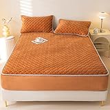 LDLCYCN Orange,150 * 200cmQUEEN, Matratzenschutzabdeckung Königin King Size Milch Samt Warm Matratzen Pad Abdeckung Vollverpackung Bettdeckung Gepflegte Matratzen Abdeckung Tiefe Tasche Von 11In﻿