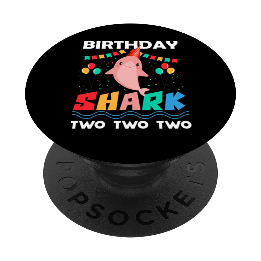 baby cute shark birthday boy 2 year old gifts 2nd bday PopSockets Swappable PopGrip
