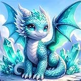 Umfarvt 5D Green Dragon Diamond Painting Kits for Adults Kids,DIY Round Full Drill diamond art painting kits,Canvas Embroidery Diamond Art Craft for Home Wall Decor 20x20cm