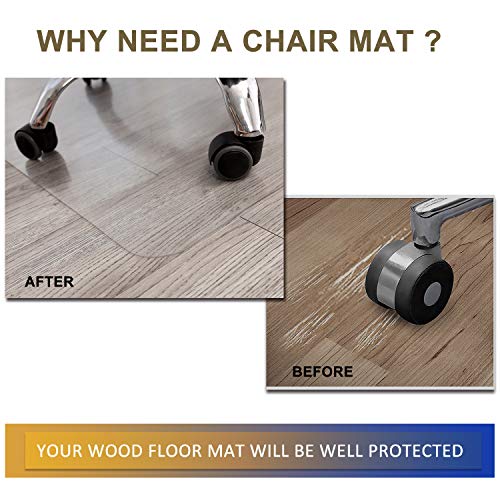 Homek Chair Mat for Hardwood Floor, 48”x 30” Office Chair Mat, Floor Mat for Office Chair, Clear Desk Chair Mat for Computer Desk