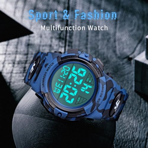 Reloj Digital para Hombre-Relojes Militares Deportivos 5 ATM Impermeable al Aire Libre Cronógrafo Militar Relojes de Pulsera para Hombres con Luz Trasera LED, Alarma, Fecha, a Prueba de Golpes - imagen 5