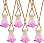6Pcs Forme de fleur Air Freshener suspension de voiture, Aromathérapie de voiture bouteille de diffuseur d'huile essentielle, bouteilles de parfum rechargeables Pendentif décoration intérieure automatique pour ornement de bouteille essentielle (puits)