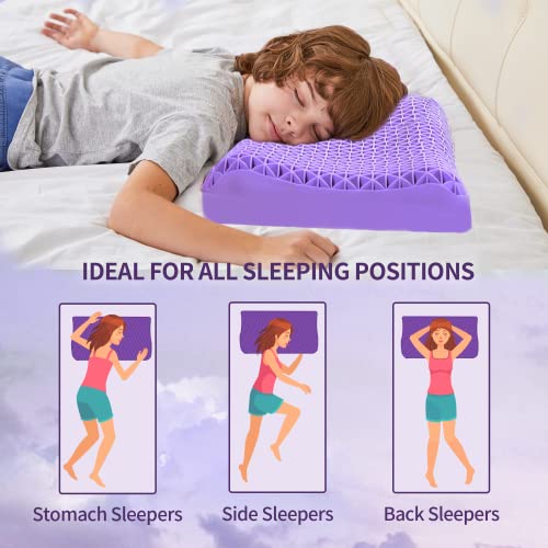 Dafeel Kids Cooling Pillow, Soft Neck Pillow For Sleeping, 5-12 Boy Girl Heavy Cervical Bed Pillow For Side Back Stomach Sleepers With Nice Pillowcase (Lavender) #TOP6