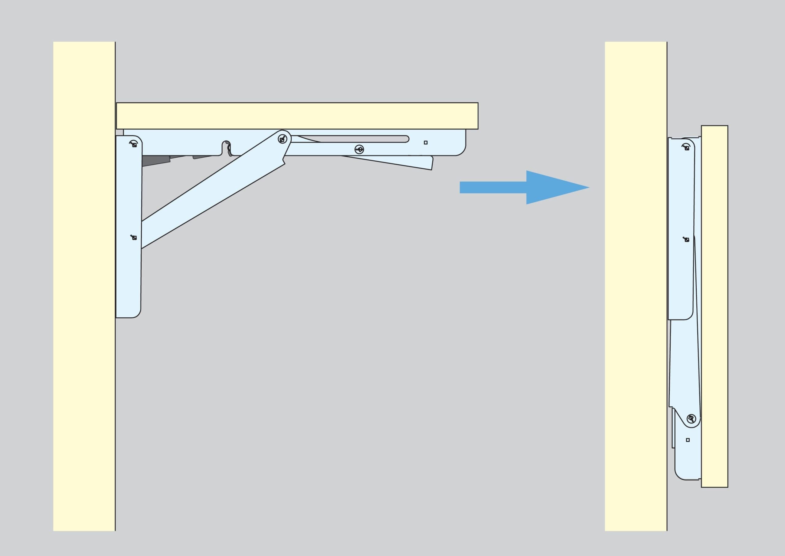 UMAXO - Soporte de Mesa Plegable de Acero Inoxidable de con Amortiguador de Cierre Suave EB-303-DA, Consola Plegable de hasta 100 kg de Carga, Soporte de Solapa de ROCA/Sugatsune