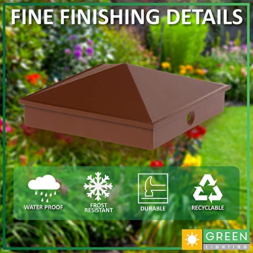 Greenlighting 4X4 Aluminum Pyramid Post Cap Cover (Brown 12 Pack) Fits 4X4 Nominal Wood (True 3.5 X 3.5) Powder Coated Matte Outdoor Post Caps Cover, Fence Wood Post, Decking, Waterproof #TOP3