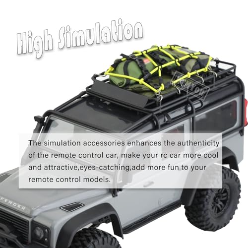 Image of RC Upgrade Parts for 1 /18 TRX4M 1 /24 SCX24,Crawler Car Decoration Simulation Decoration Mini Luggage Net /Simulation Decorative Package,Luggage,Sleeping Bag(Pitch Green,Black)