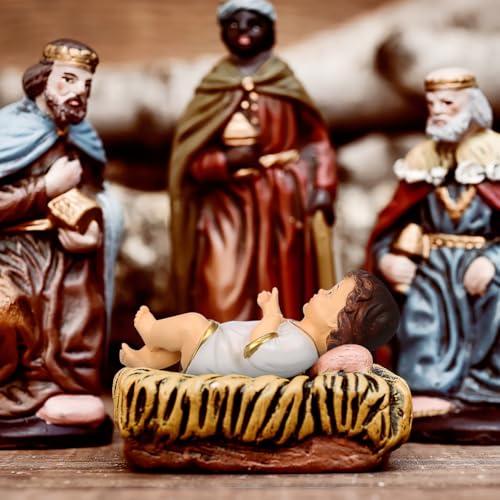 Figura decorativa Baby Jesús en resina 15 cm miniatura 7