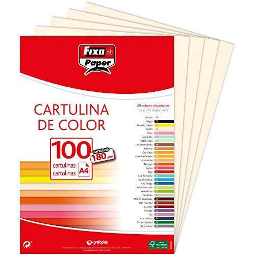 Fixo Paper 11110444 – Paquete de cartulinas A4 – 100 unidades color marfil, 180g 🔥
