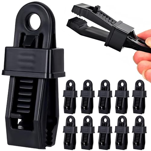 Heavy Duty Lock Grip Tarp Clips - 30 Pcs Multipurpose Fix Clamp for Awnings Camping Tent Caravan Canopies & Shade Cloth (Black)