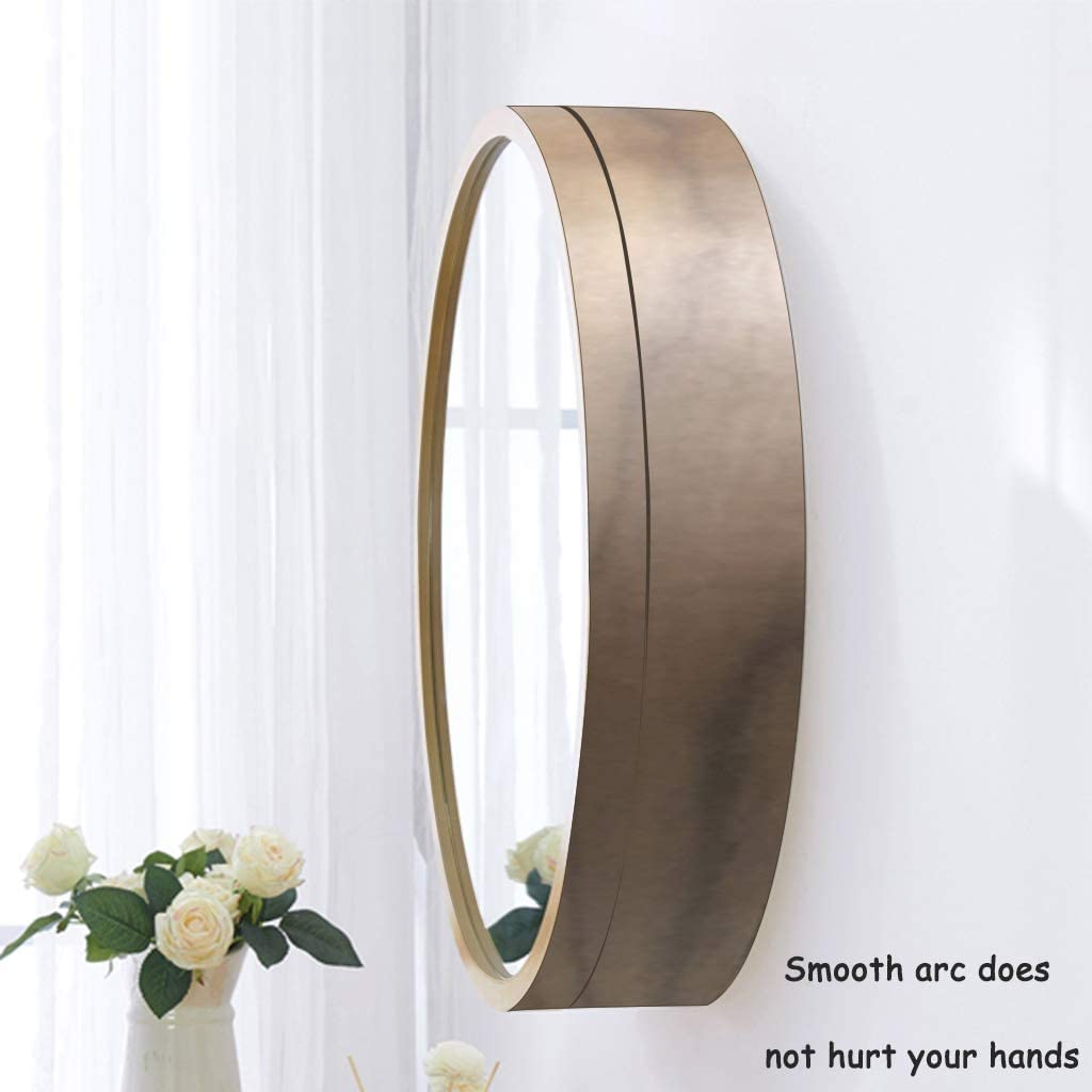 Mobiletto da Bagno con Specchio Rotondo Moderno in Legno con Design 2 in 1, Finitura Noce alla Moda per Gli Amanti del Trucco, Diametro 60 cm