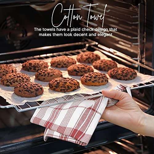 Utopia Towels Plaid Check Dish Towels, 15 X 25 Inches, 100% Ring Spun Cotton Super Absorbent Linen Kitchen Towels, Soft Reusable Cleaning Bar And Tea Towels Set (12 Pack, Red, White) #TOP2