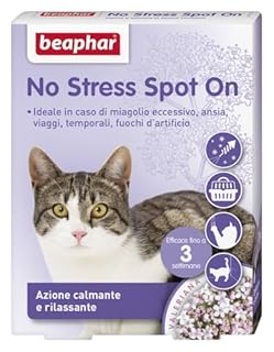 Beaphar No Stress Spot On Gatto, Calmante Gatto, 3 Pipette, Azione Calmante e Rilassante, Agisce in 1 Ora, per Un Ambiente Calmo e Senza Stress