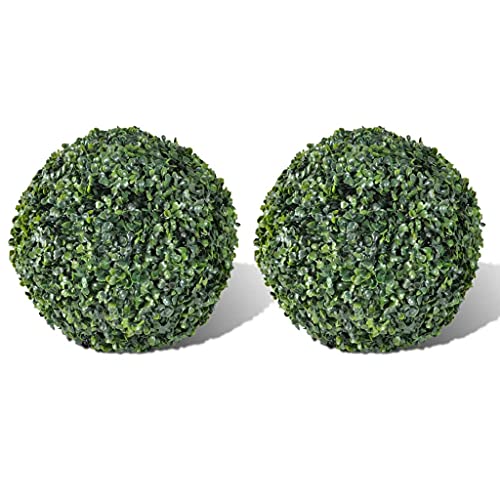 TEWTX7 2 Pcs Artificial Plant Topiary Ball Faux Boxwood Decorative Balls for Backyard, Balcony,Garden, Wedding and Home