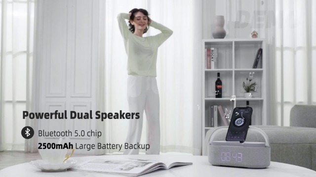 Amazon.com: Bluetooth Speaker Alarm Clock & Wireless Charger for